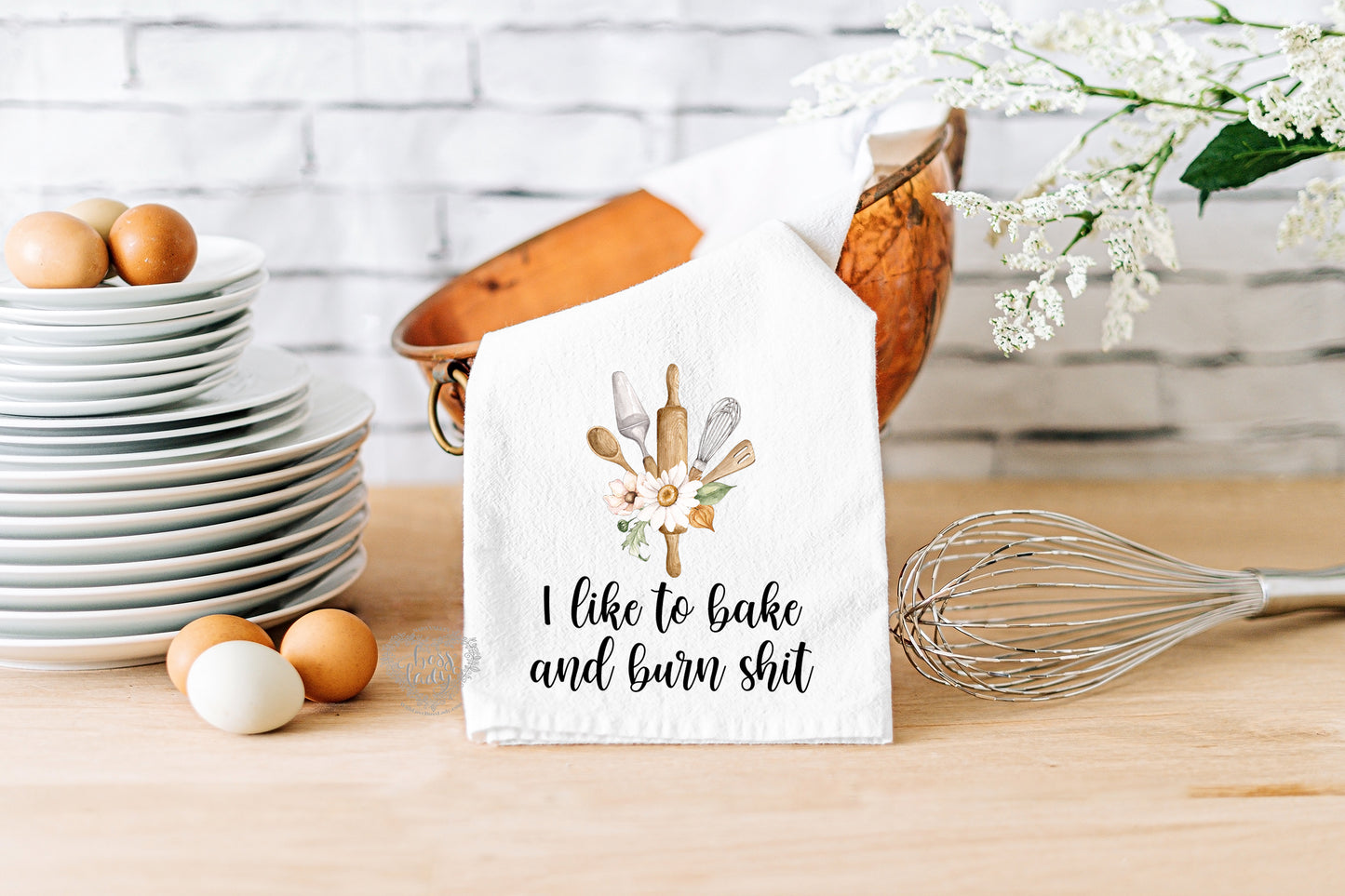 I like to bake and burn shit Dish Towel
