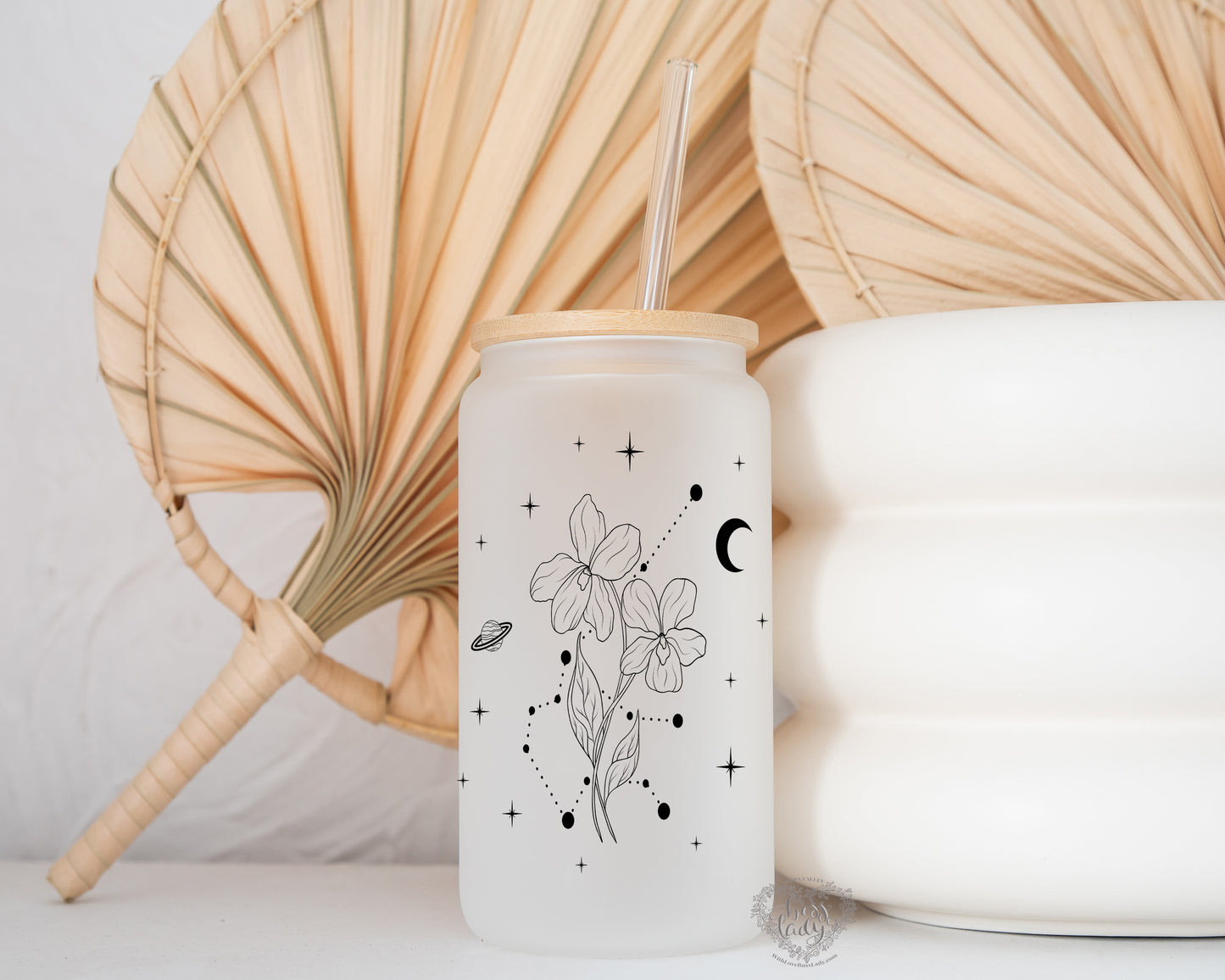 Zodiac Birth Flower Glass Can Tumbler