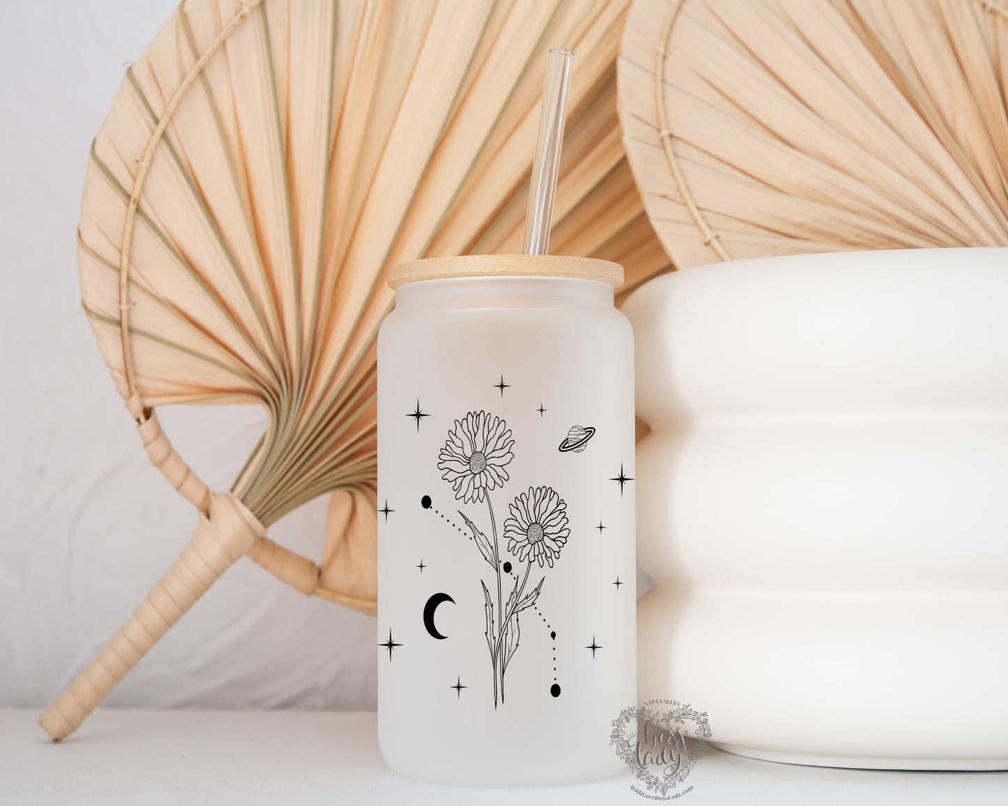 Zodiac Birth Flower Glass Can Tumbler