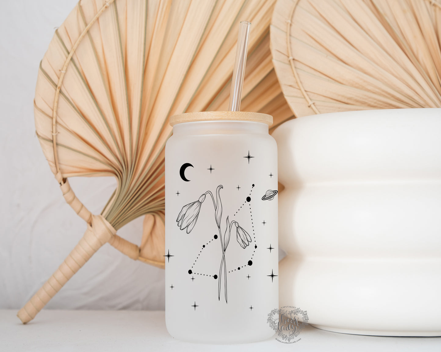Zodiac Birth Flower Glass Can Tumbler