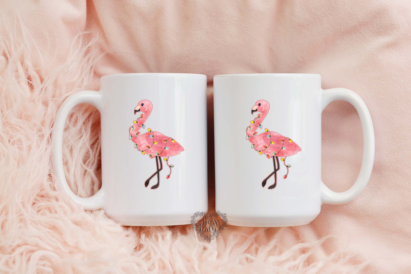 Flamingo Christmas Mug - 15oz Porcelain Christmas Coffee Tea Cup