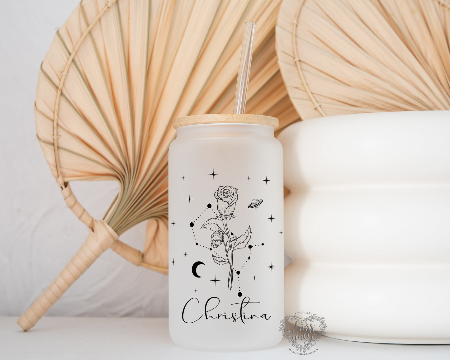 Zodiac Birth Flower Glass Can Tumbler