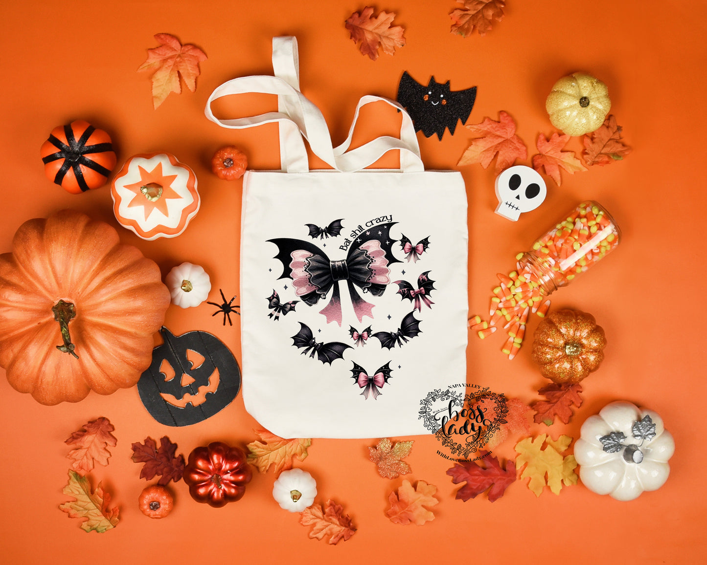 Bat Shit Crazy Bow Halloween Tote Bag