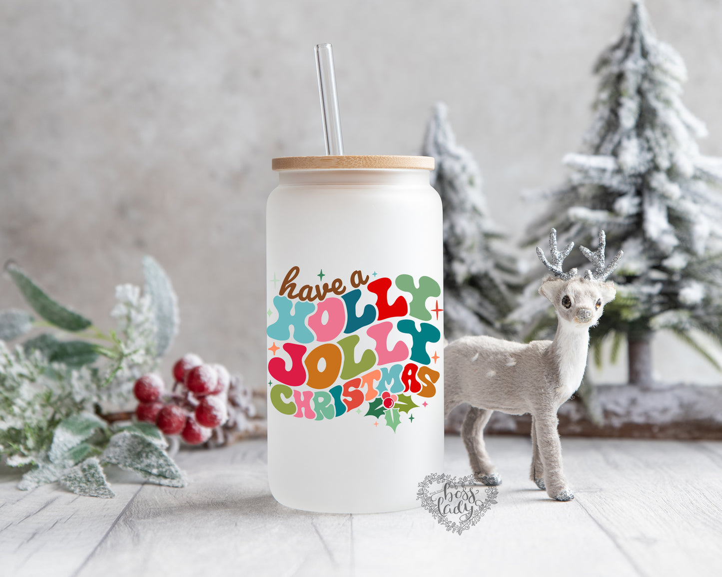 Have A Holly Jolly Christmas Glass Can Tumbler 20 oz