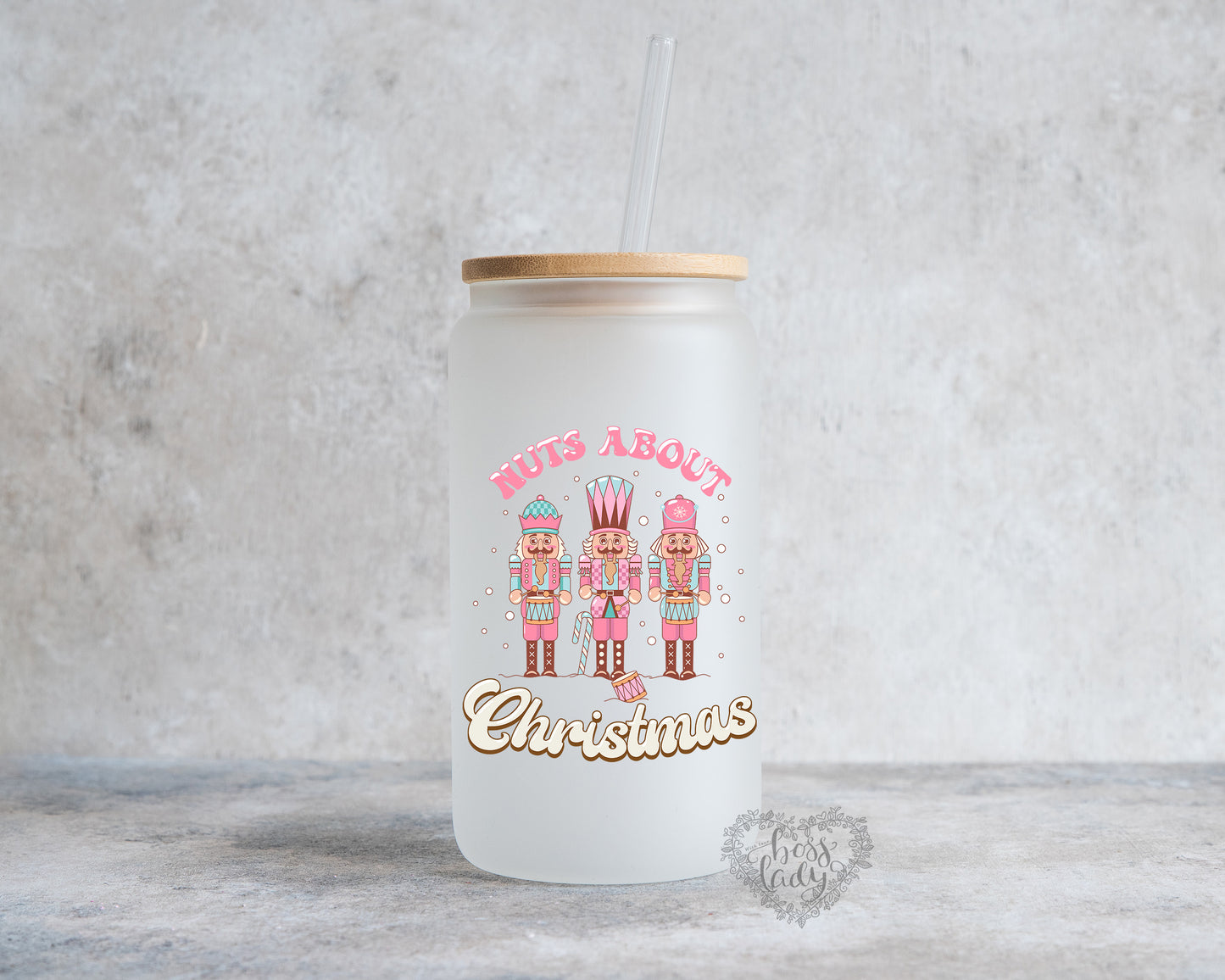 Nuts About Christmas Glass Can Tumbler 20 oz