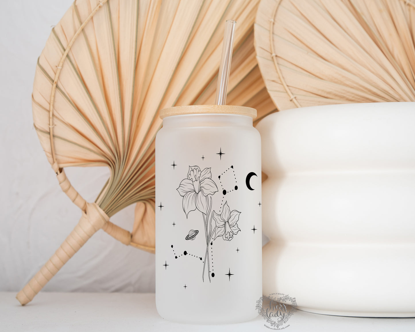 Zodiac Birth Flower Glass Can Tumbler