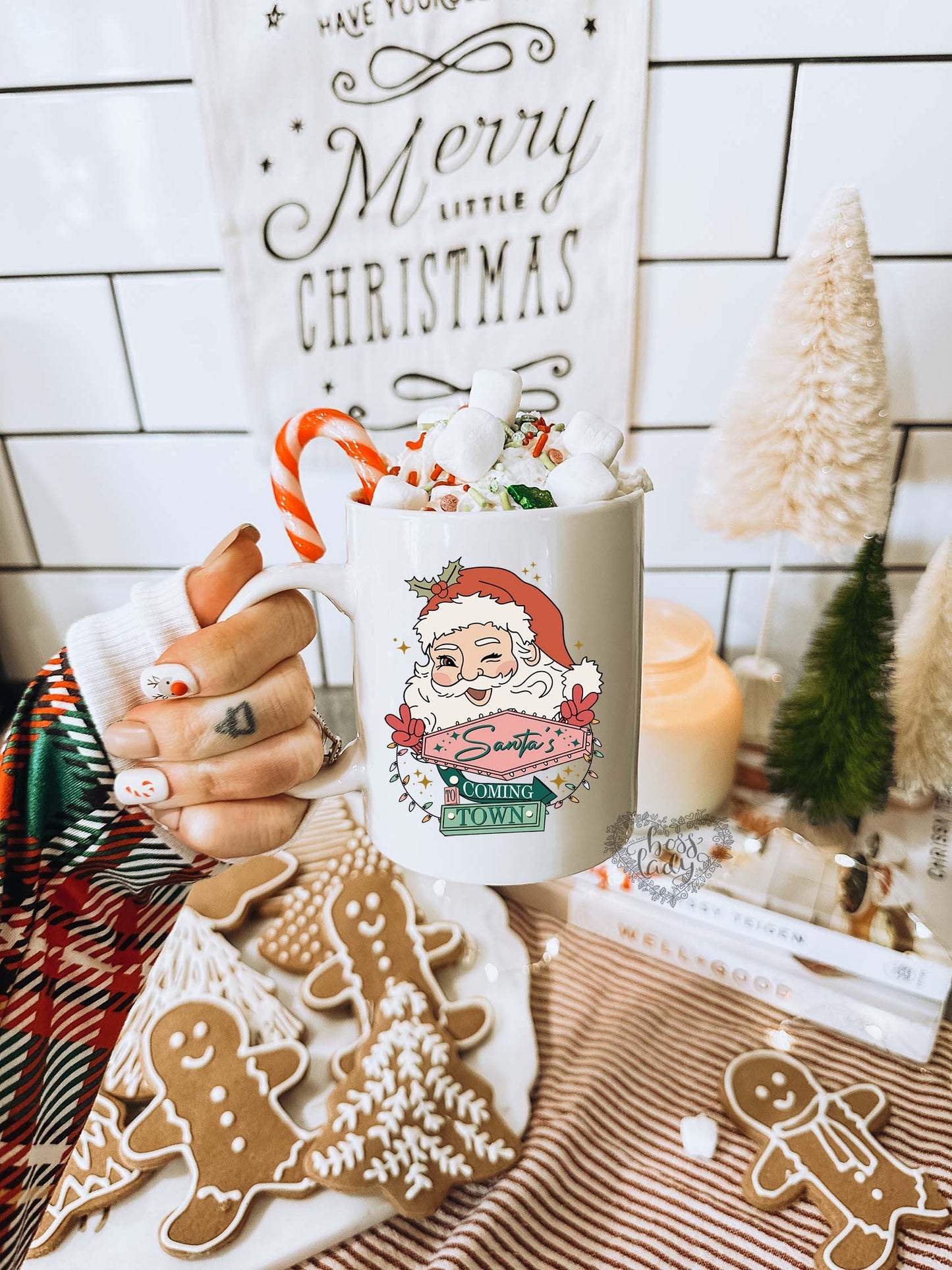 Santa's Coming to Town Mug - 15oz Porcelain Christmas Coffee Tea Cup