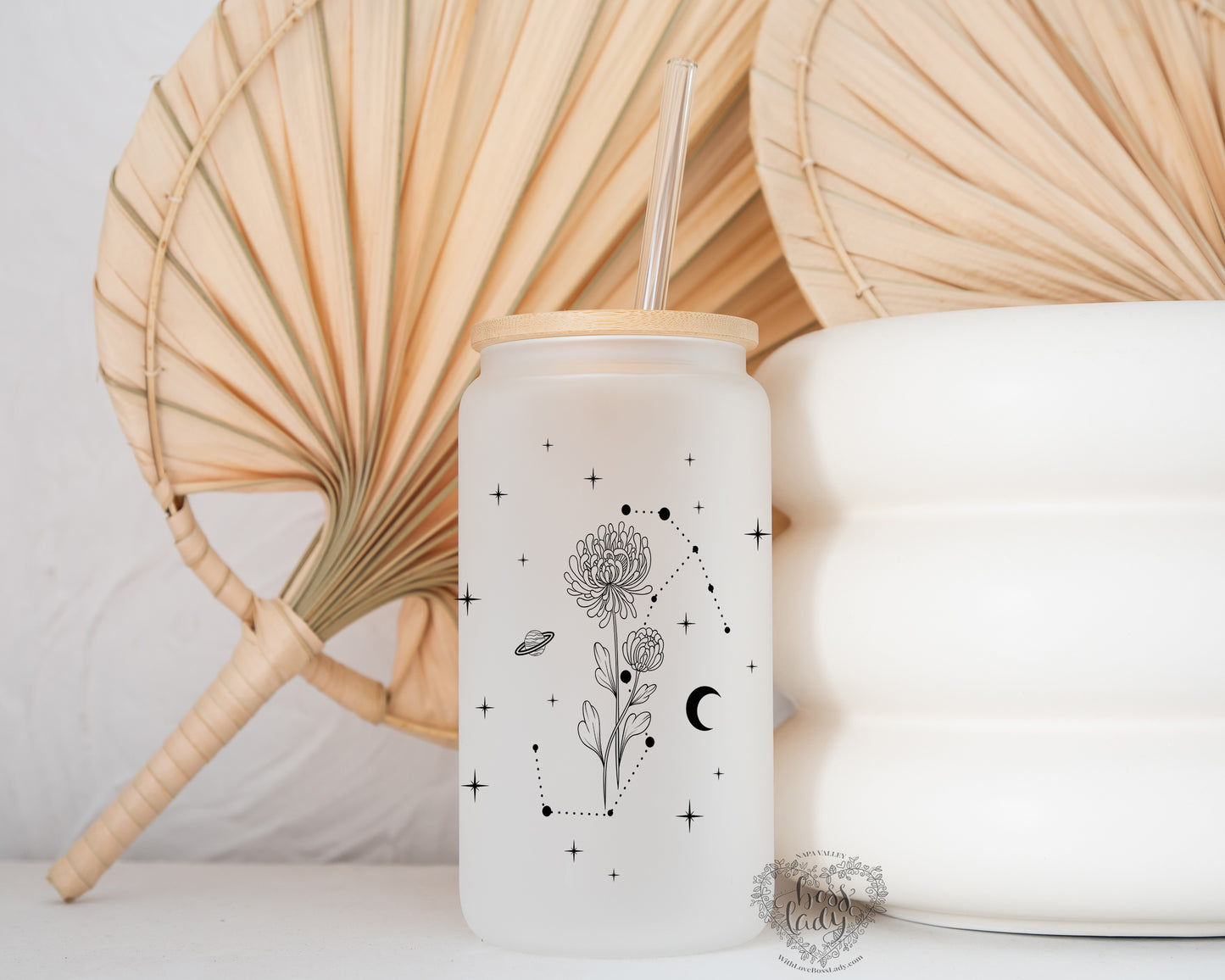Zodiac Birth Flower Glass Can Tumbler