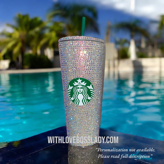 Starbucks Acrylic AB Crystal Iridescent Tumbler, Starbucks Cup, Tumbler, Coffee, Bedazzled Starbucks Rhinestone Tumbler | Sparkle in Style!