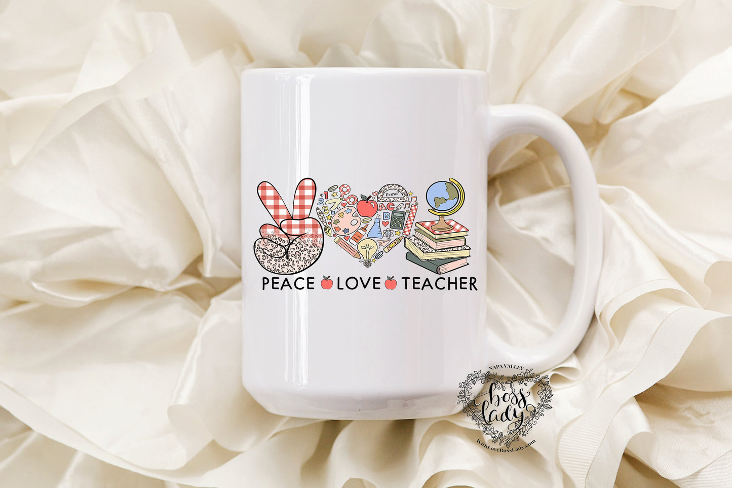 Peace Love Teacher Mug