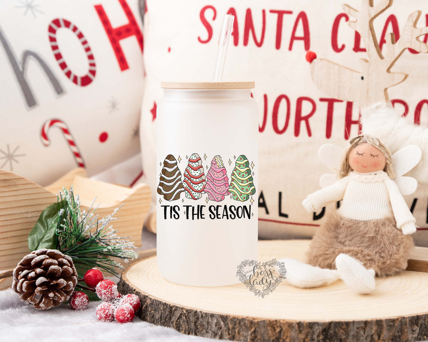Tis The Season Christmas Tree Glass Can Tumbler 20 oz