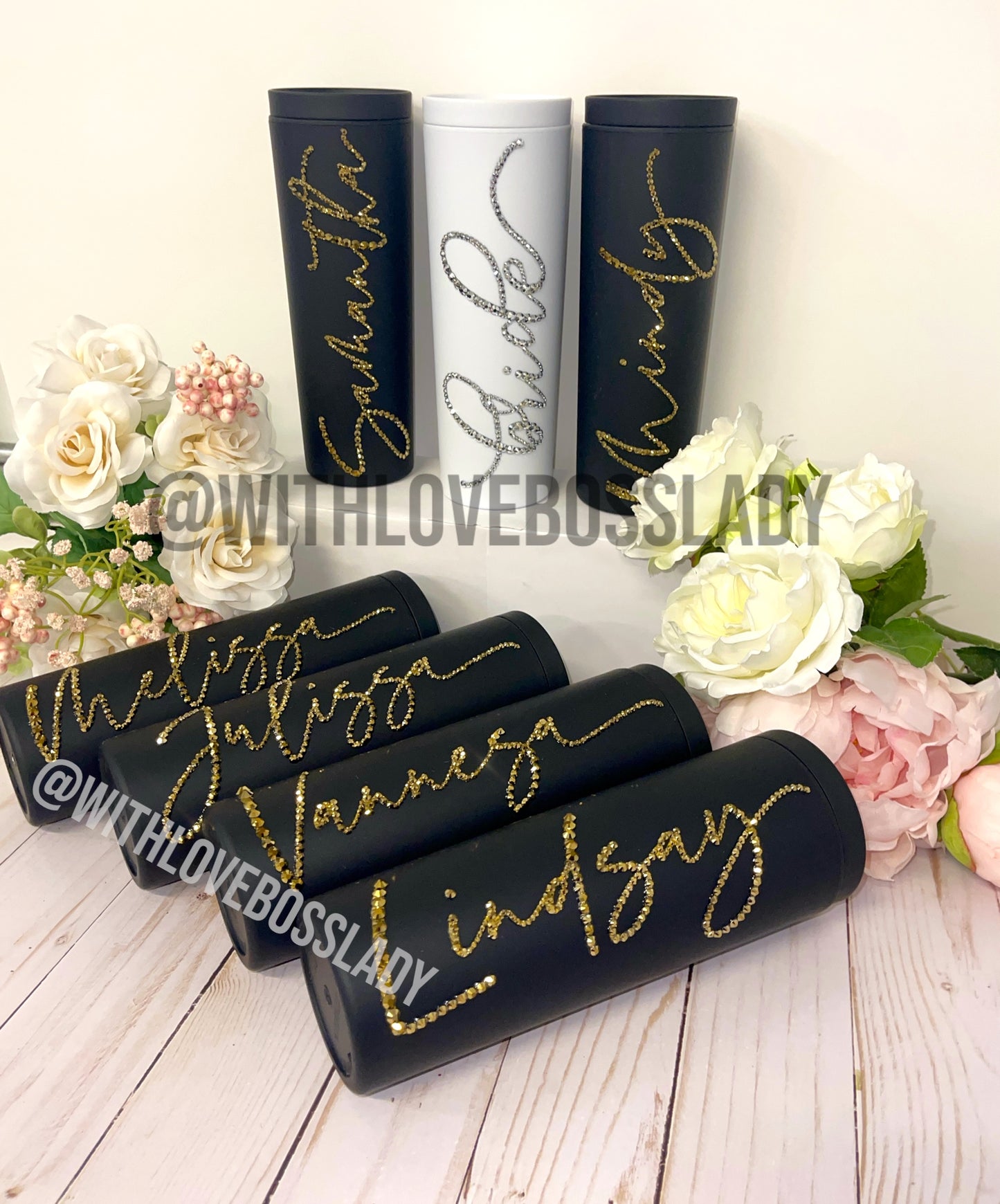 Personalized Rhinestone Tumbler Bedazzled Tumbler