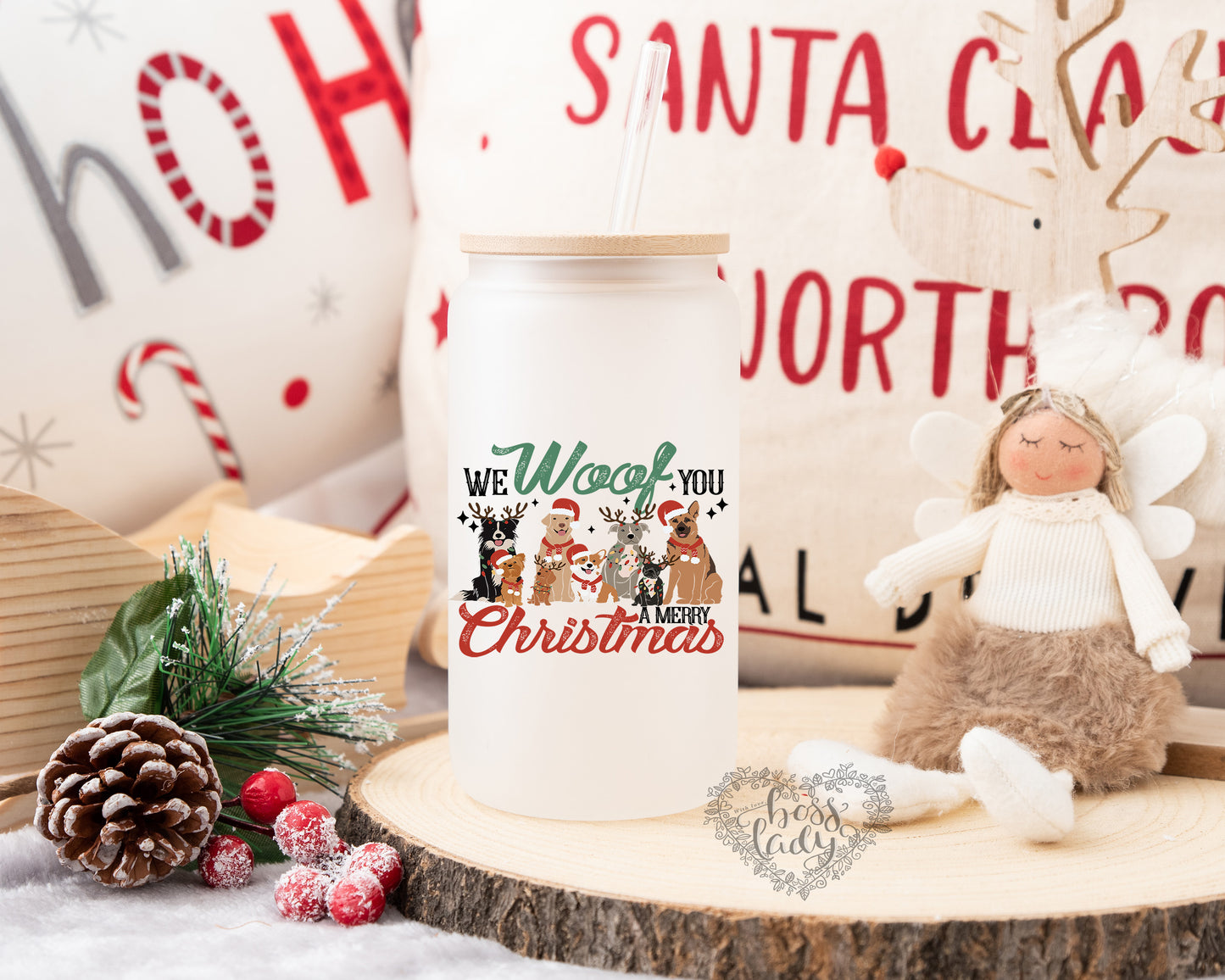 We Woof You A Merry Christmas Glass Can Tumbler 20 oz