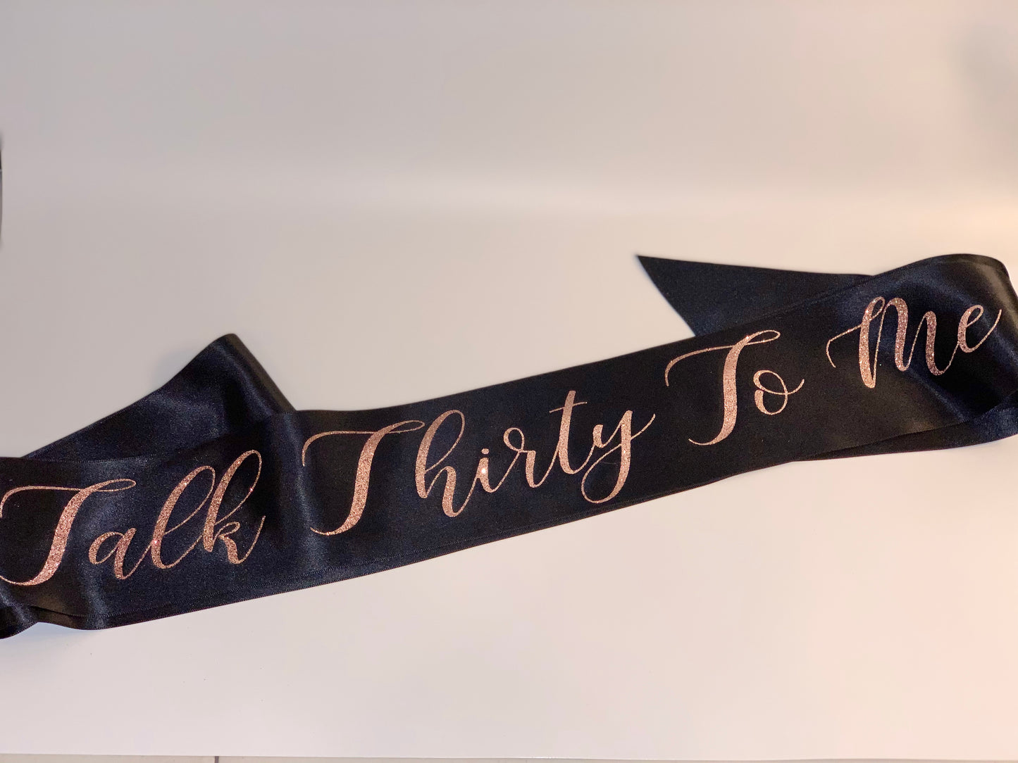 Personalized Black Sash w/Rose Gold Glitter Font