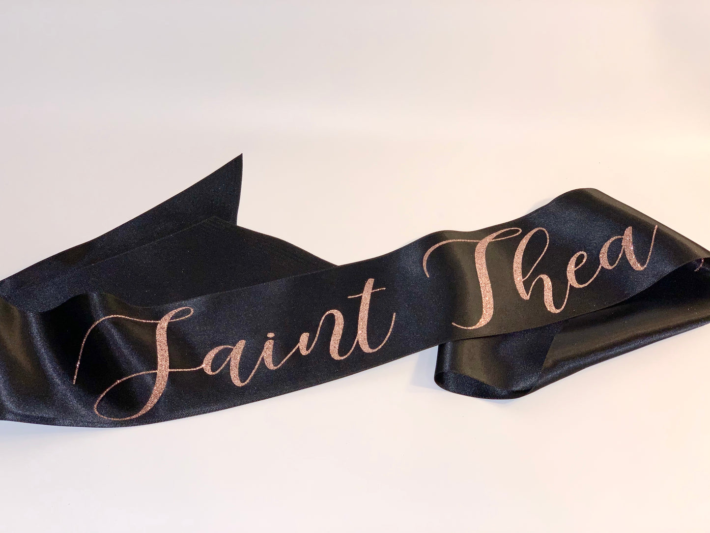 Personalized Black Sash w/Rose Gold Glitter Font