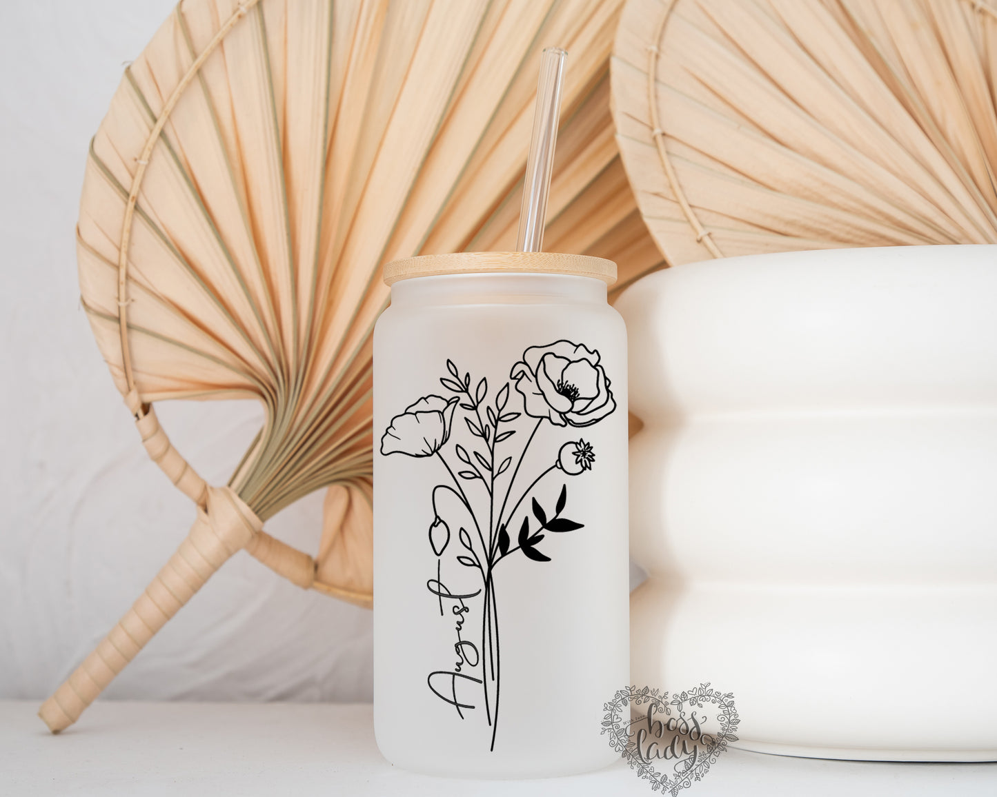 Birth Month Flower Glass Can Tumbler