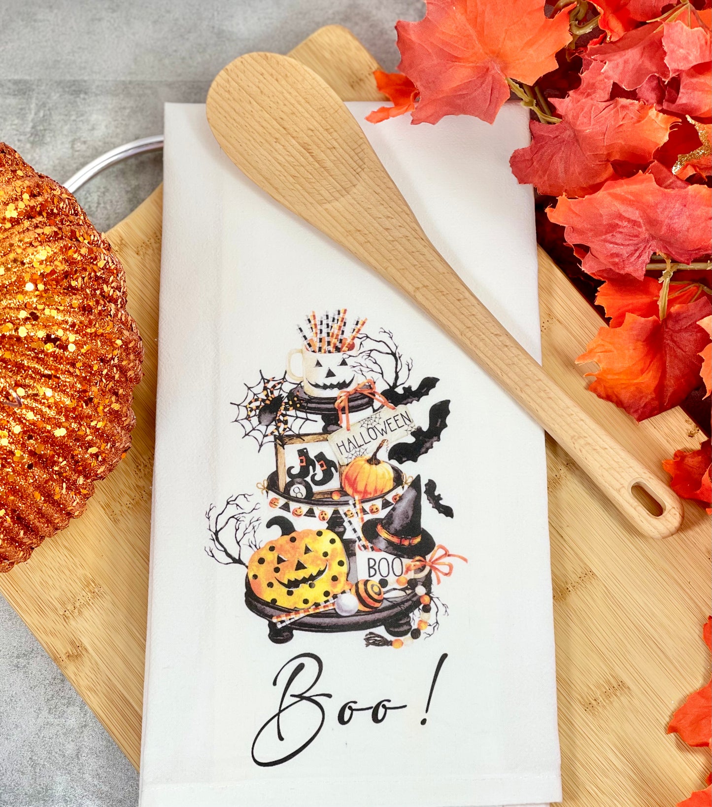 Boo Halloween Tier Dish Towel