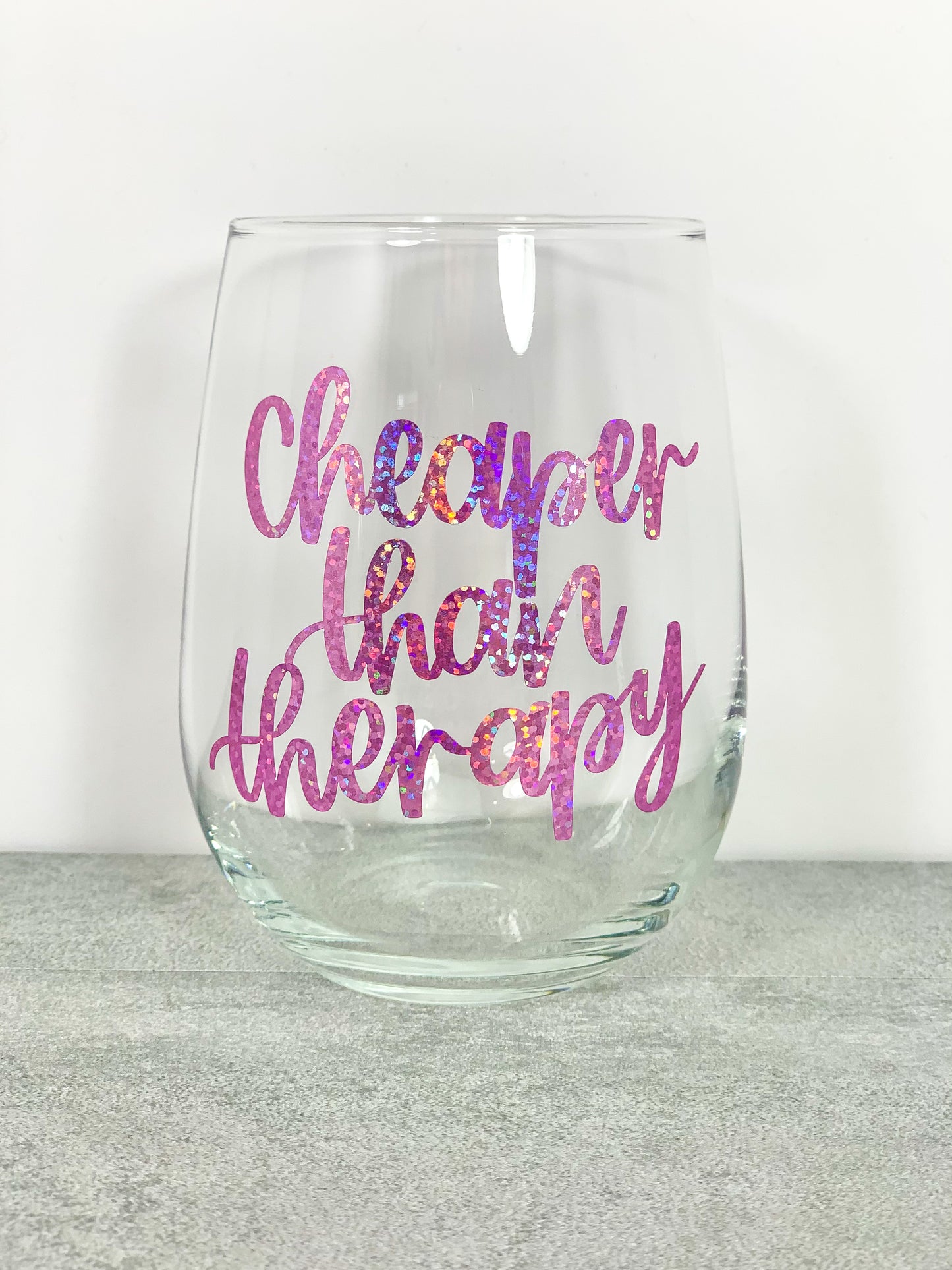 Cheaper than therapy Wine Glass