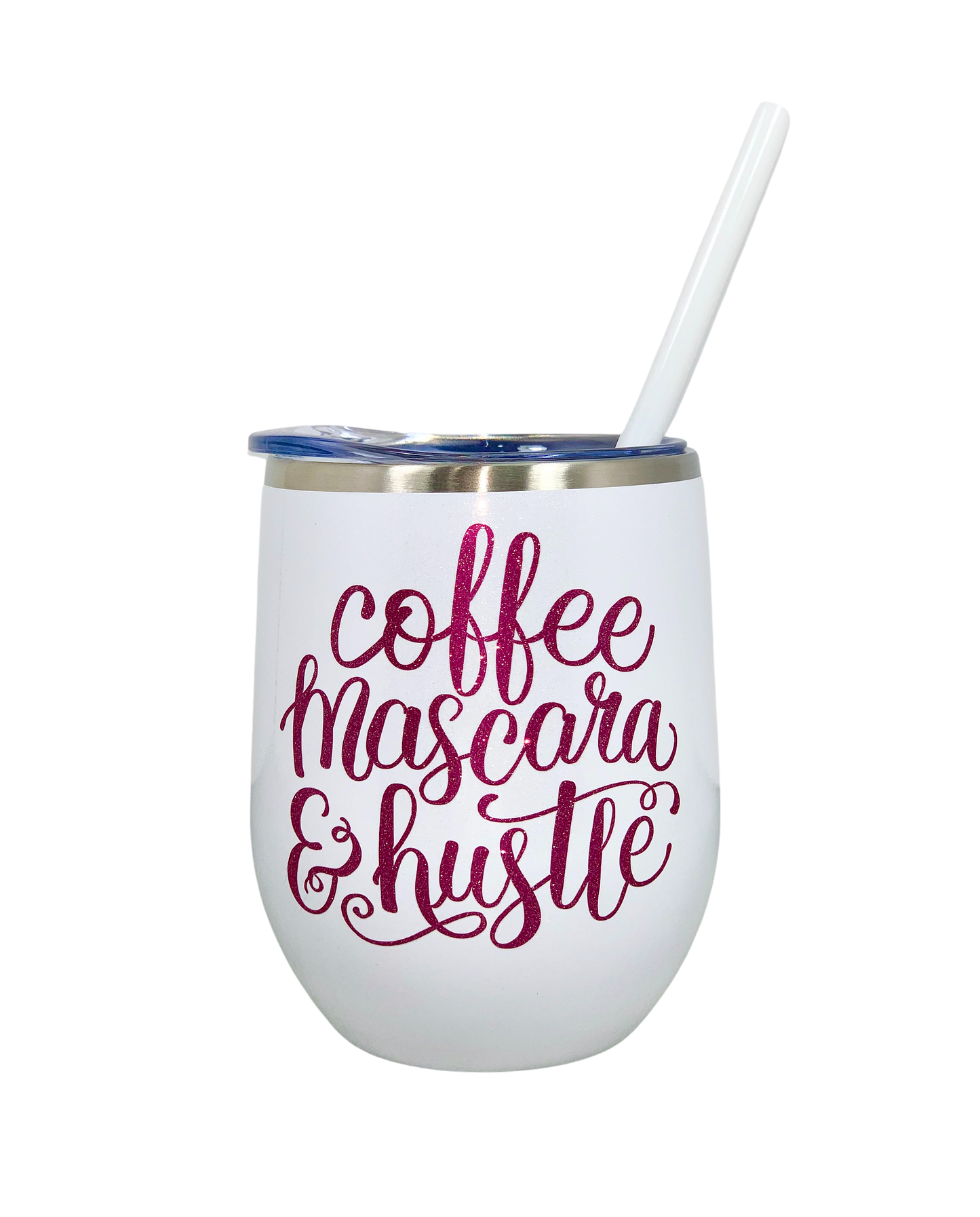 Coffee, Mascara & Hustle Wine Tumbler