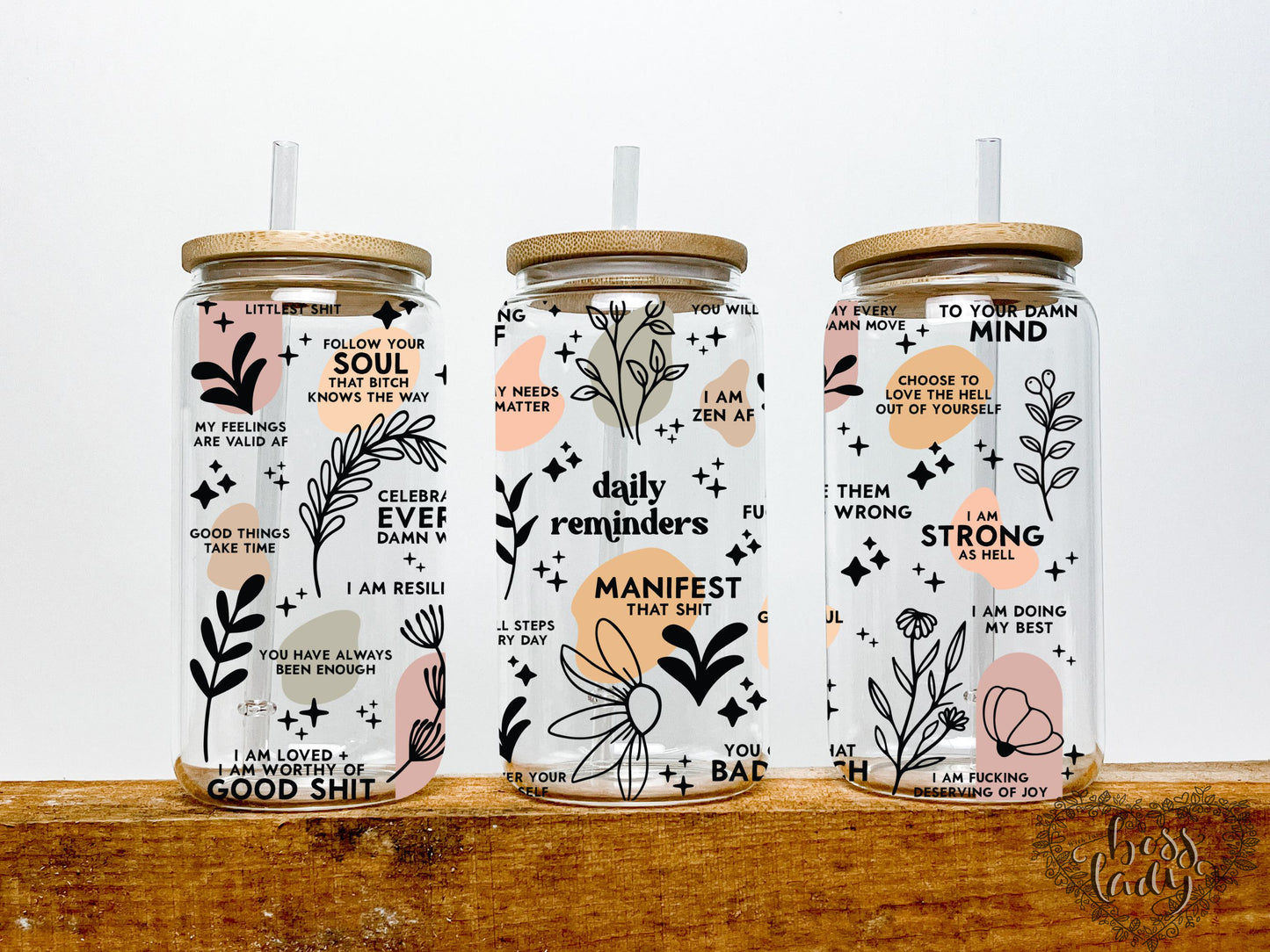 Daily Reminder Affirmations Glass Can Tumbler