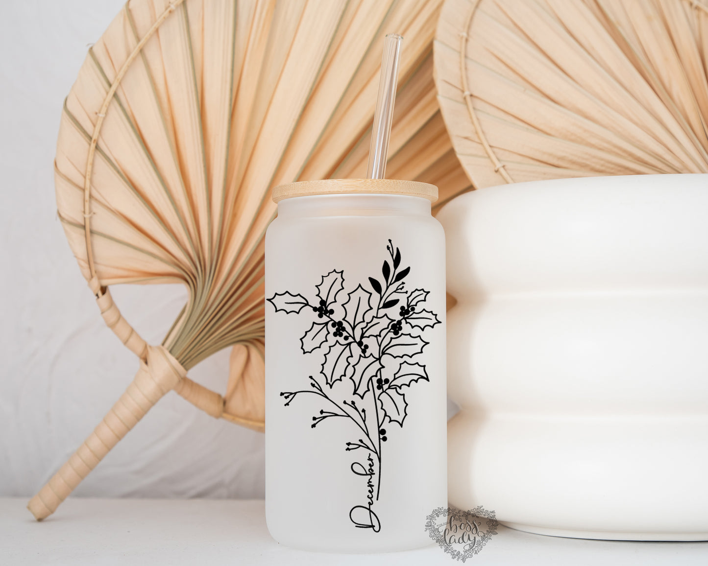 Birth Month Flower Glass Can Tumbler