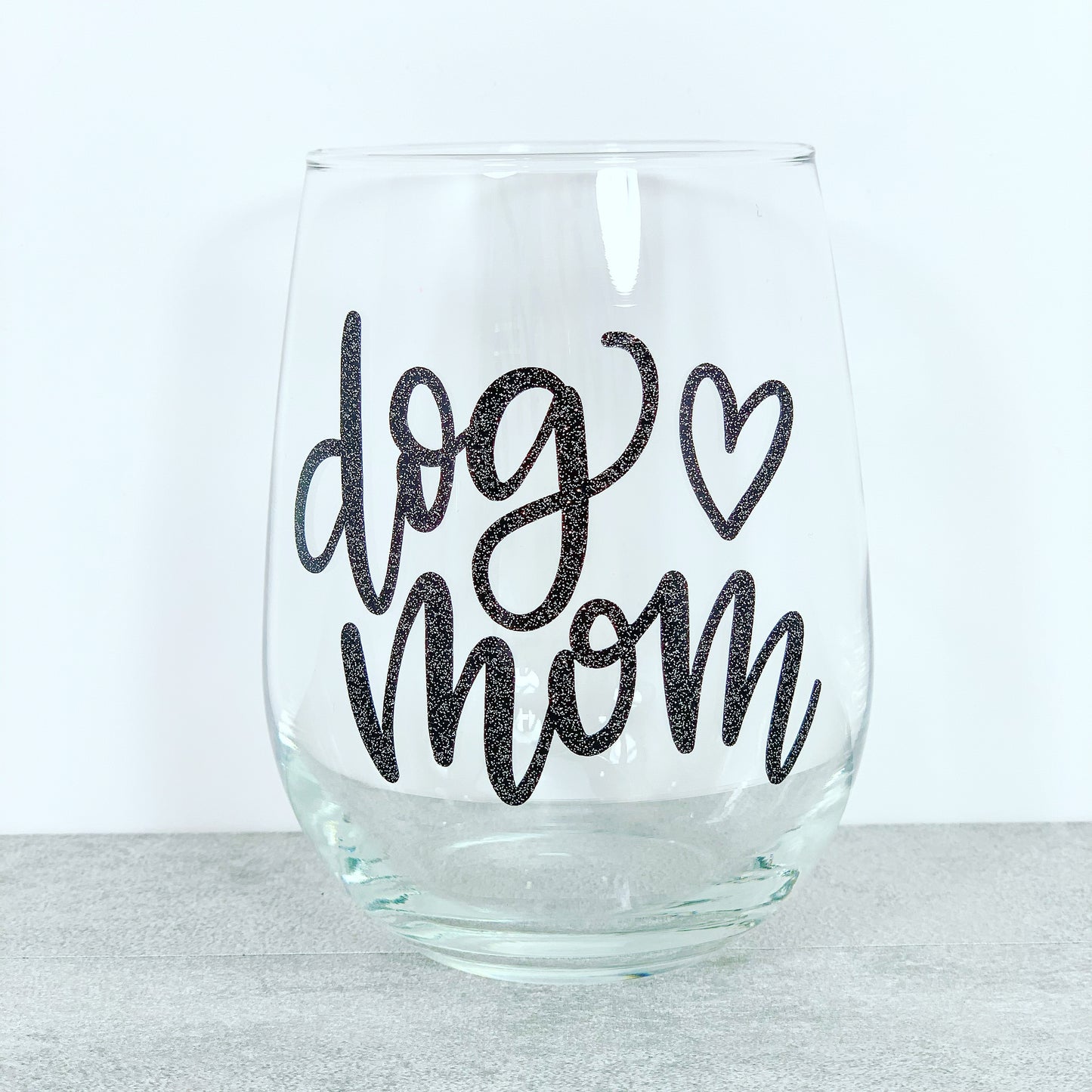 Dog Mom Stemless Wine Glass