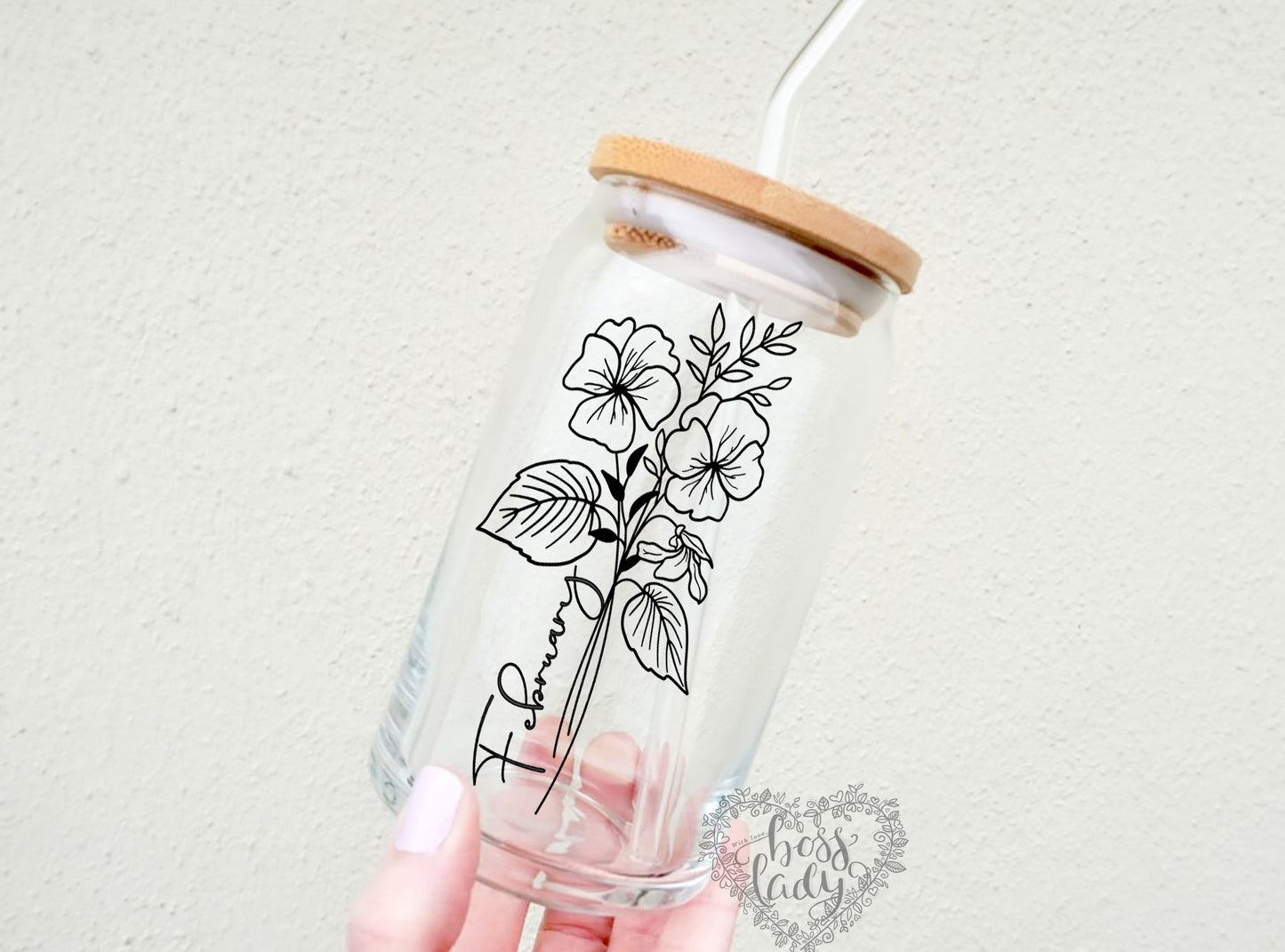 Birth Month Flower Glass Can Tumbler