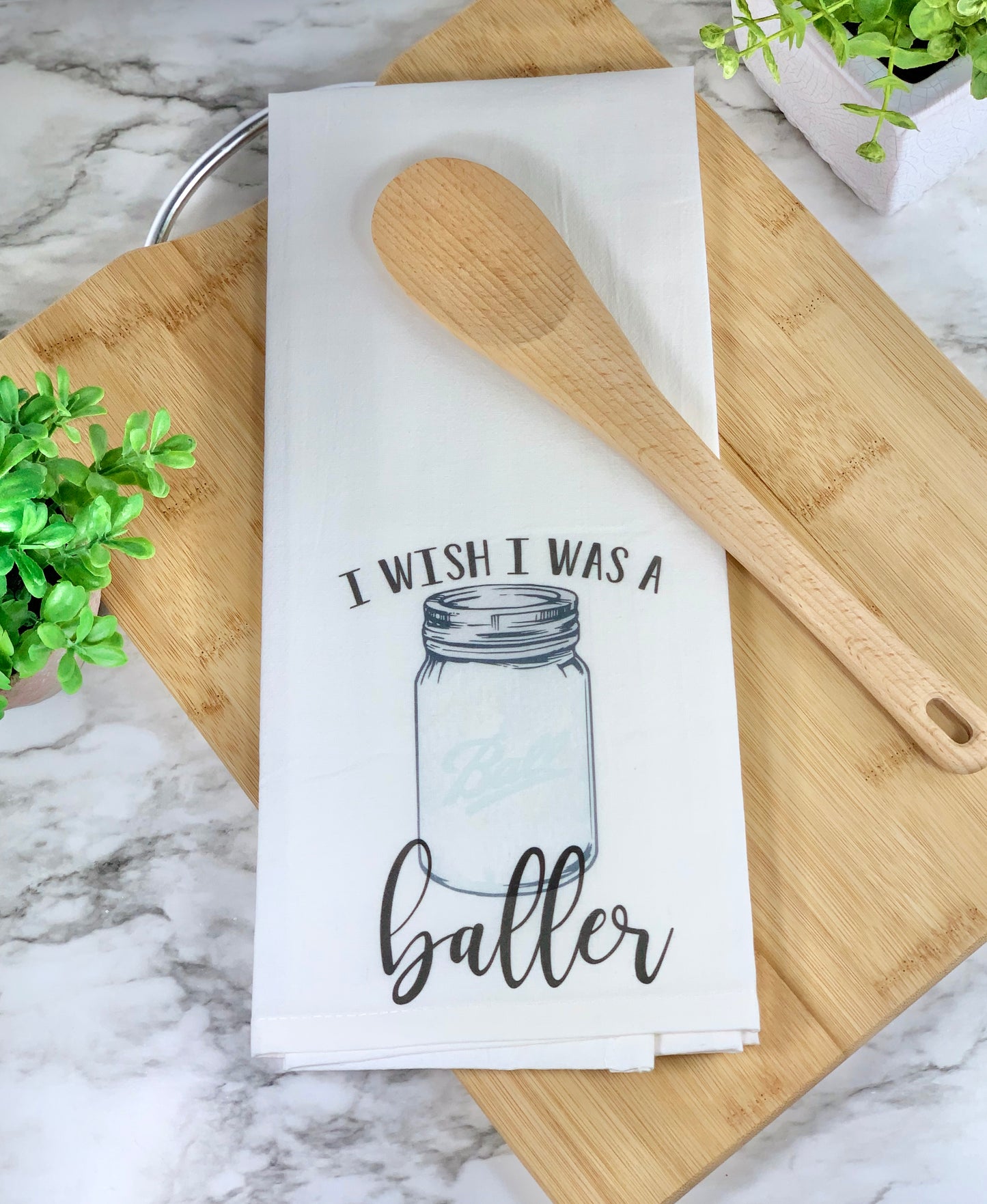 I wish I was a baller Dish Towel
