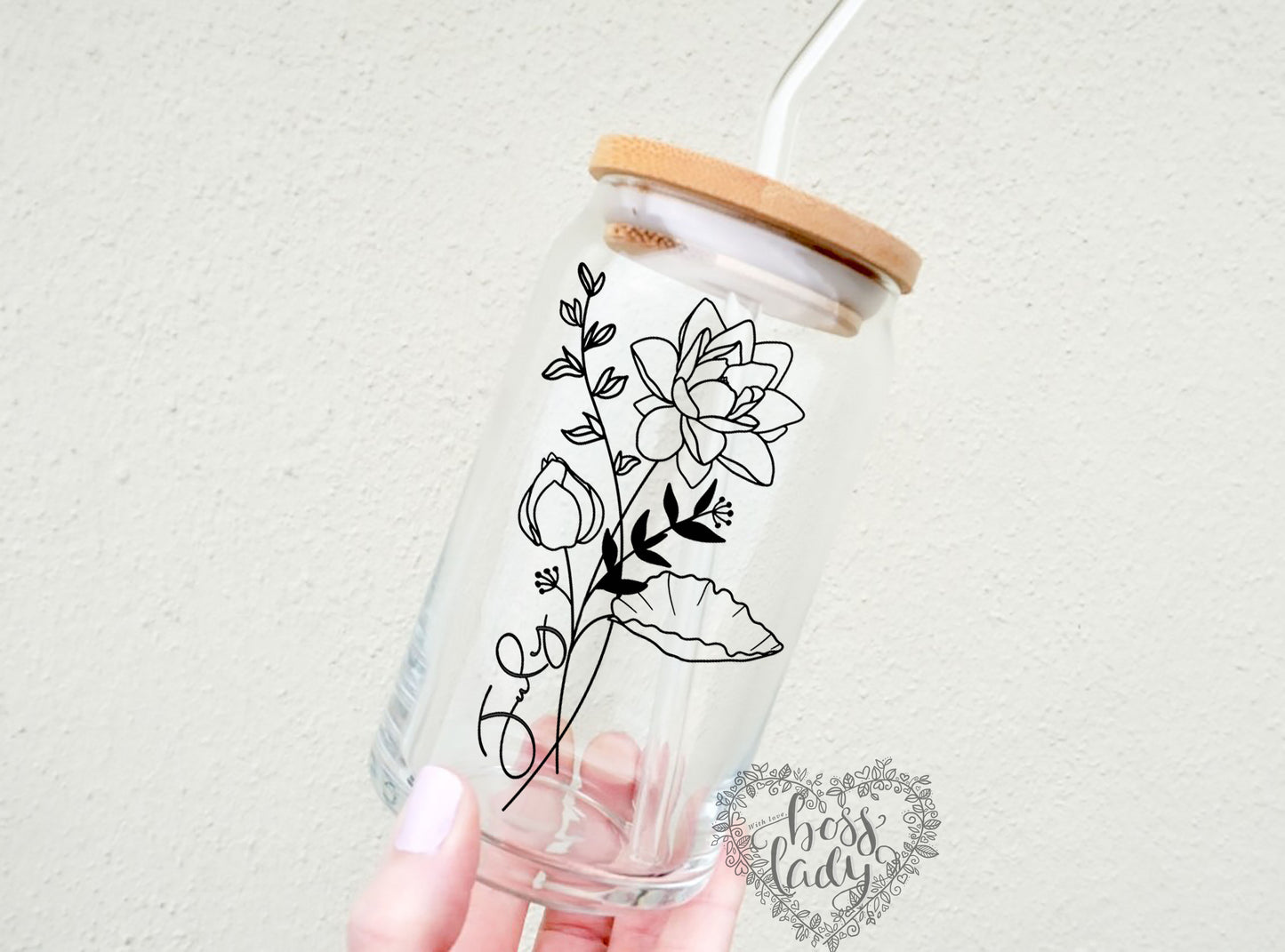 Birth Month Flower Glass Can Tumbler