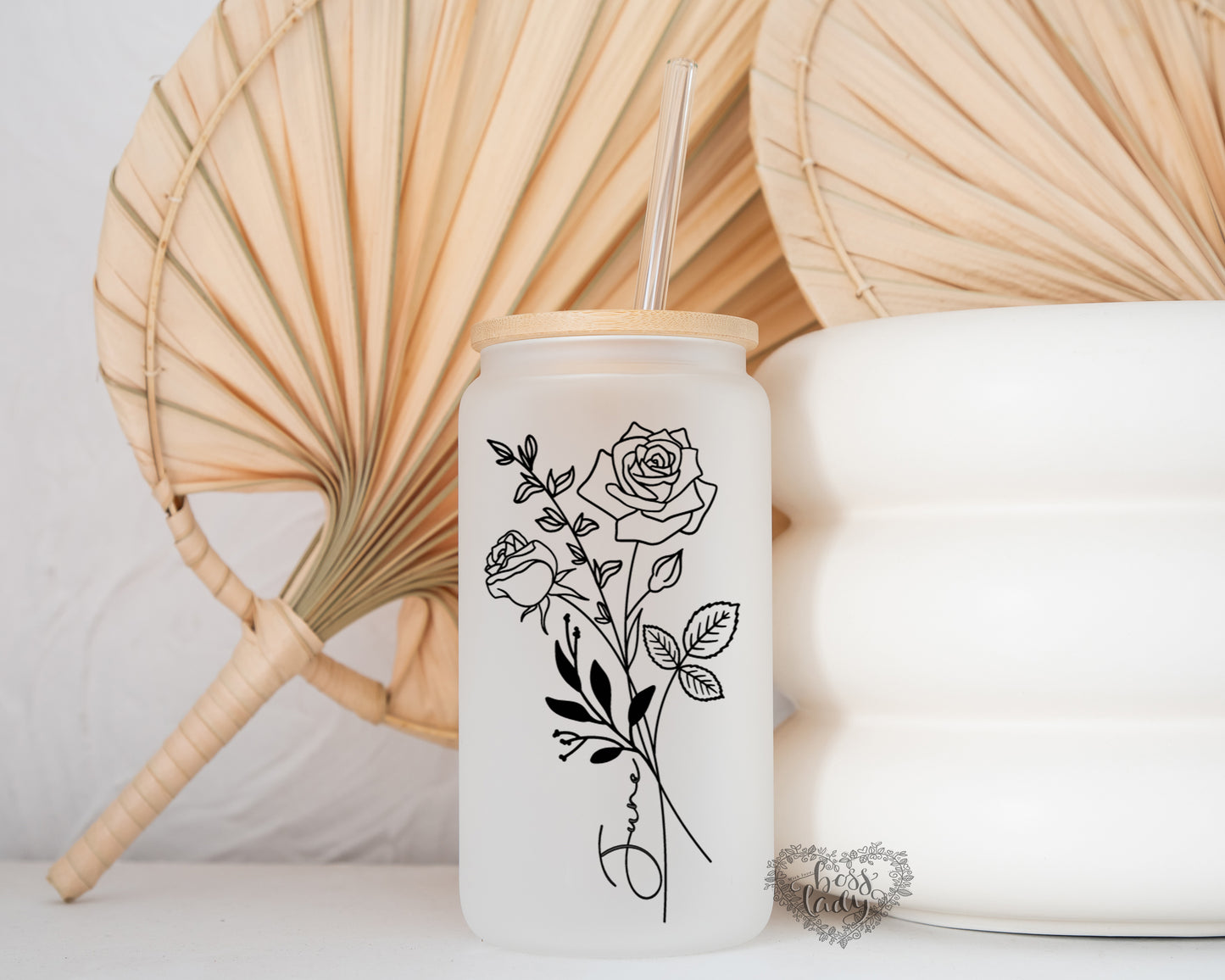 Birth Month Flower Glass Can Tumbler