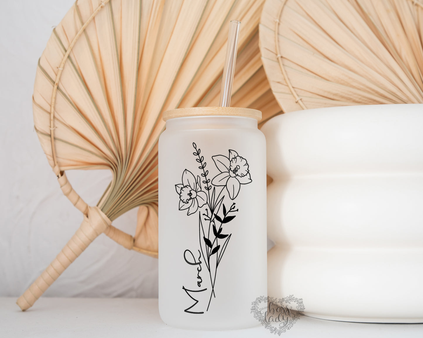 Birth Month Flower Glass Can Tumbler