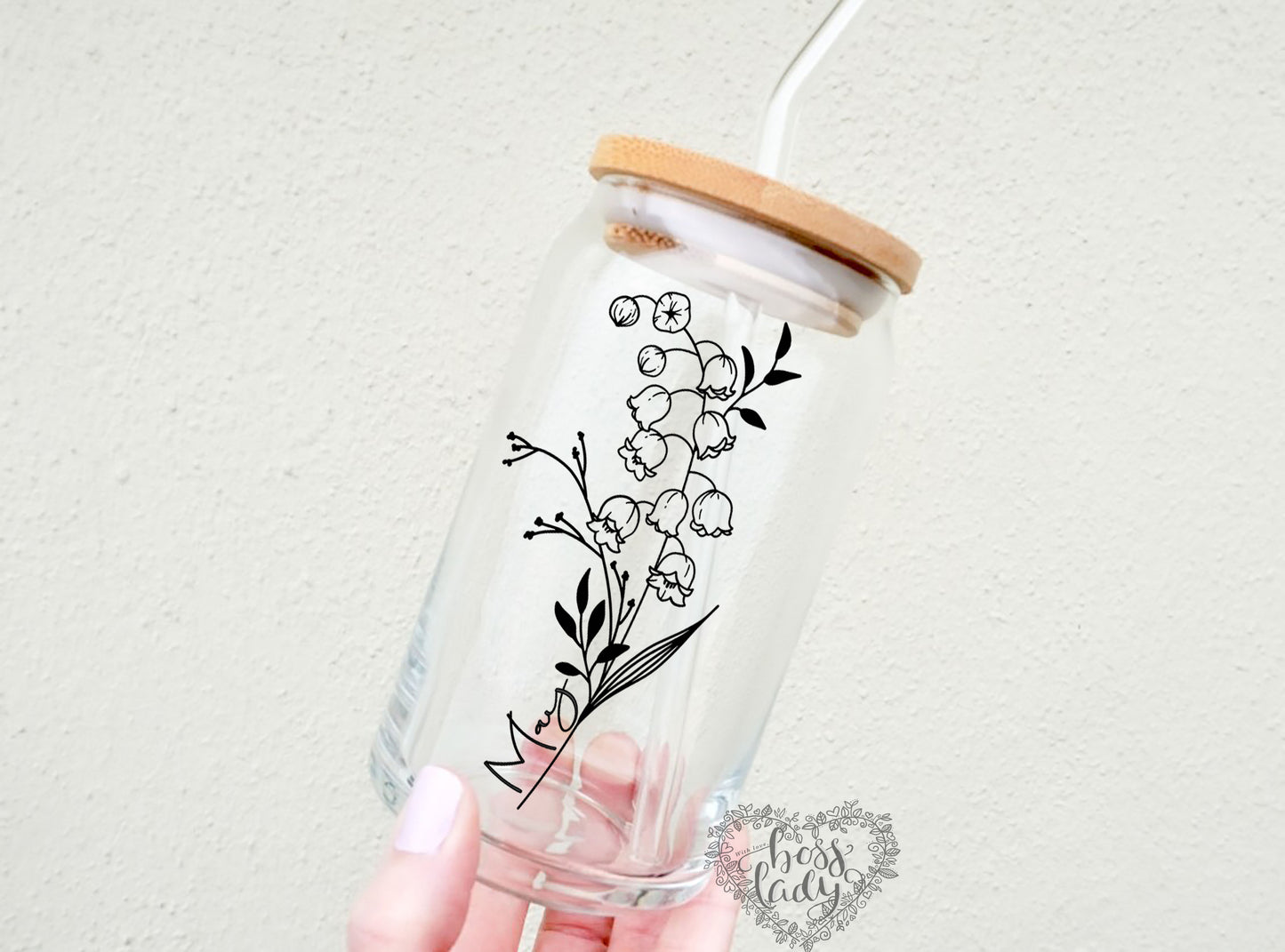 Birth Month Flower Glass Can Tumbler