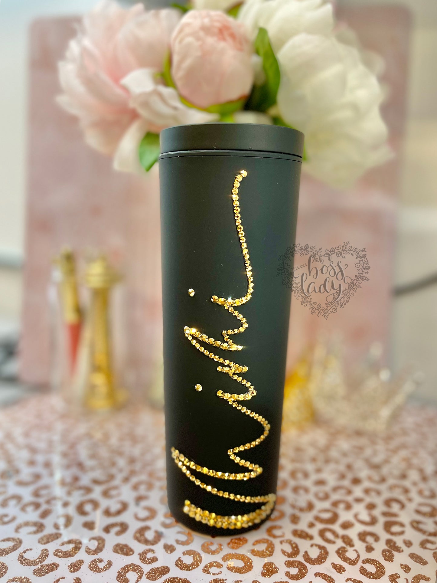 Personalized Rhinestone Tumbler Bedazzled Tumbler