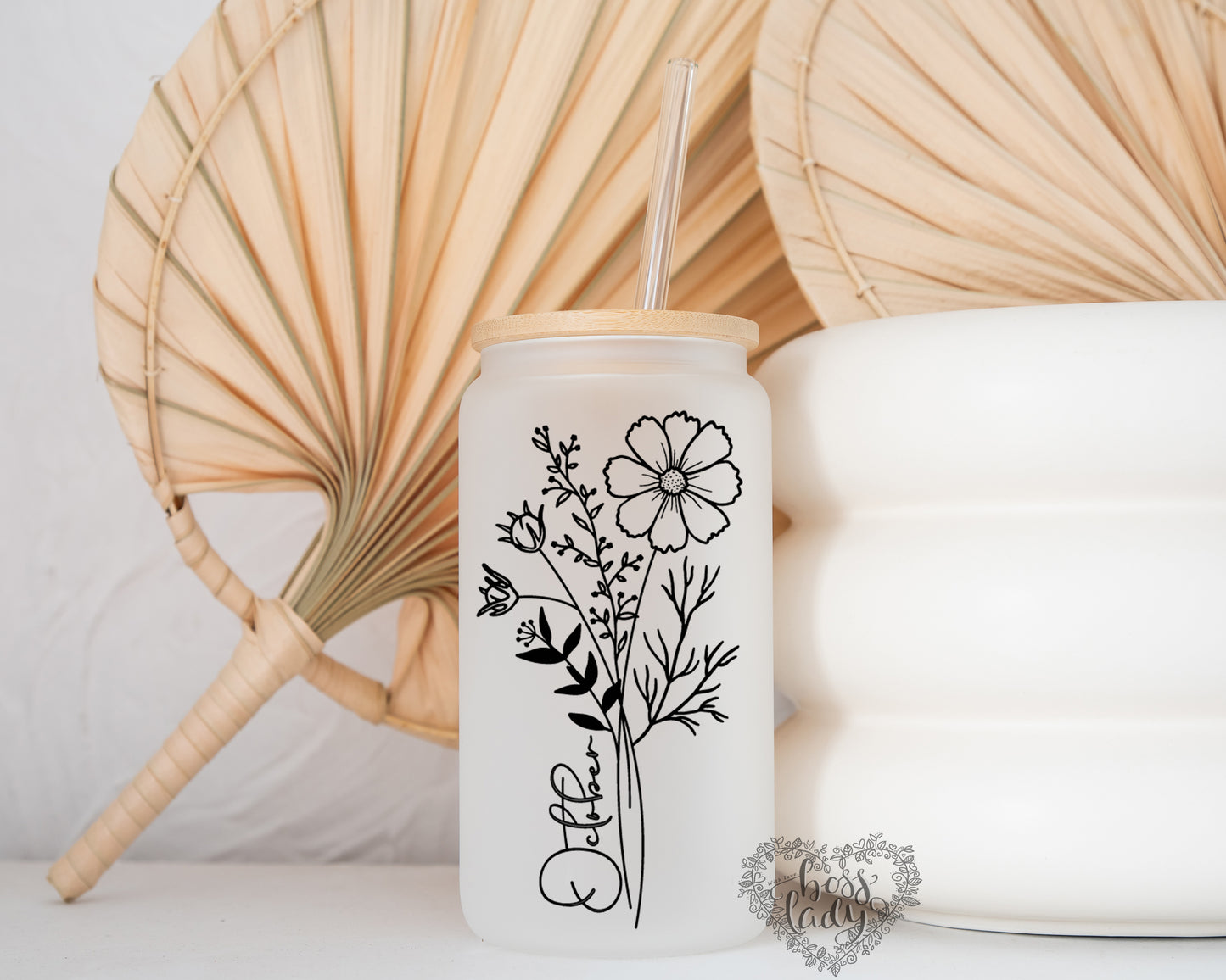 Birth Month Flower Glass Can Tumbler