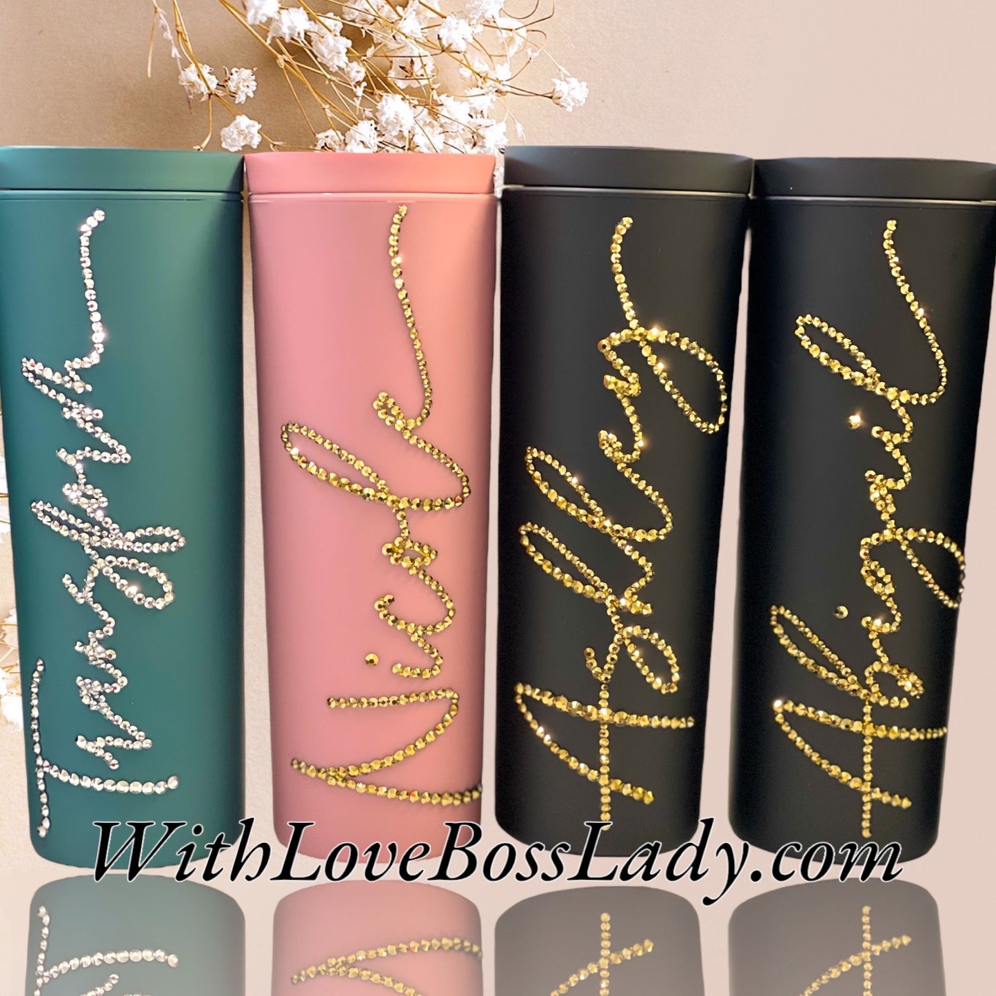 Personalized Rhinestone Tumbler Bedazzled Tumbler