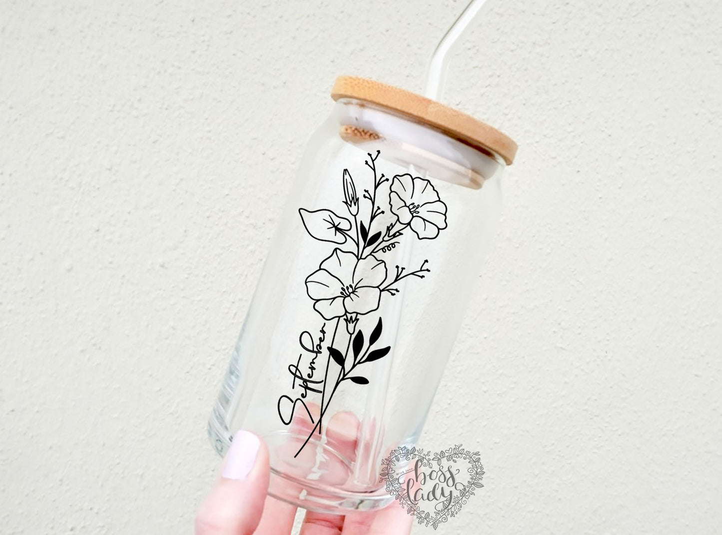 Birth Month Flower Glass Can Tumbler