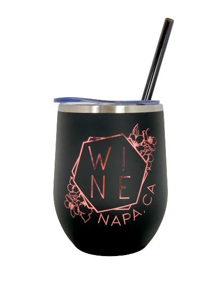 Napa Valley CA Floral Wine Tumbler