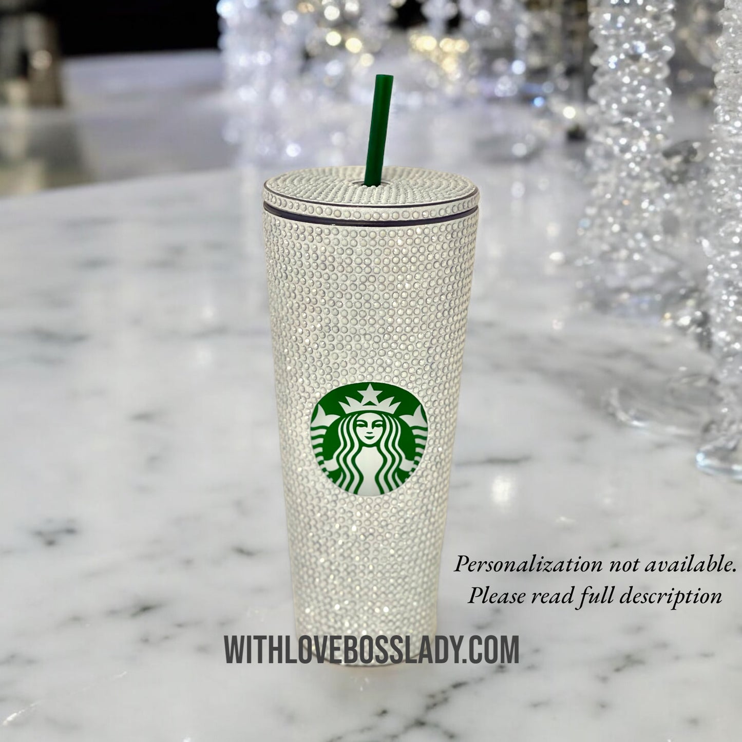 Starbucks Acrylic Moonlight White Iridescent Crystal Tumbler, Starbucks Cup, Tumbler, Coffee, Bedazzled Starbucks Rhinestone Tumbler | Sparkle in Style!