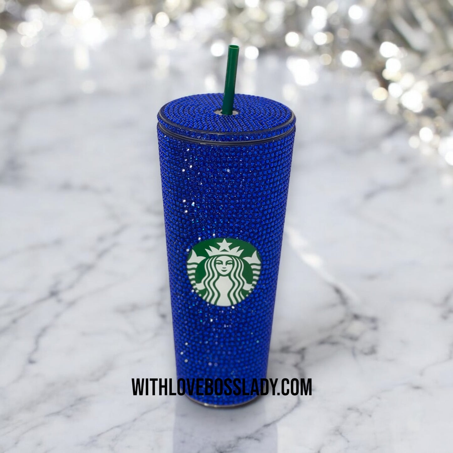 Starbucks Acrylic Cobalt Royal Blue Crystal Tumbler, Starbucks Cup, Tumbler, Coffee, Bedazzled Starbucks Rhinestone Tumbler | Sparkle in Style!