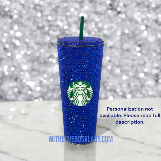 Starbucks Acrylic Cobalt Royal Blue Crystal Tumbler, Starbucks Cup, Tumbler, Coffee, Bedazzled Starbucks Rhinestone Tumbler | Sparkle in Style!