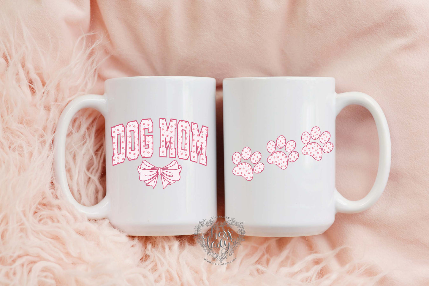 Dog Mom Pink Bow Mug