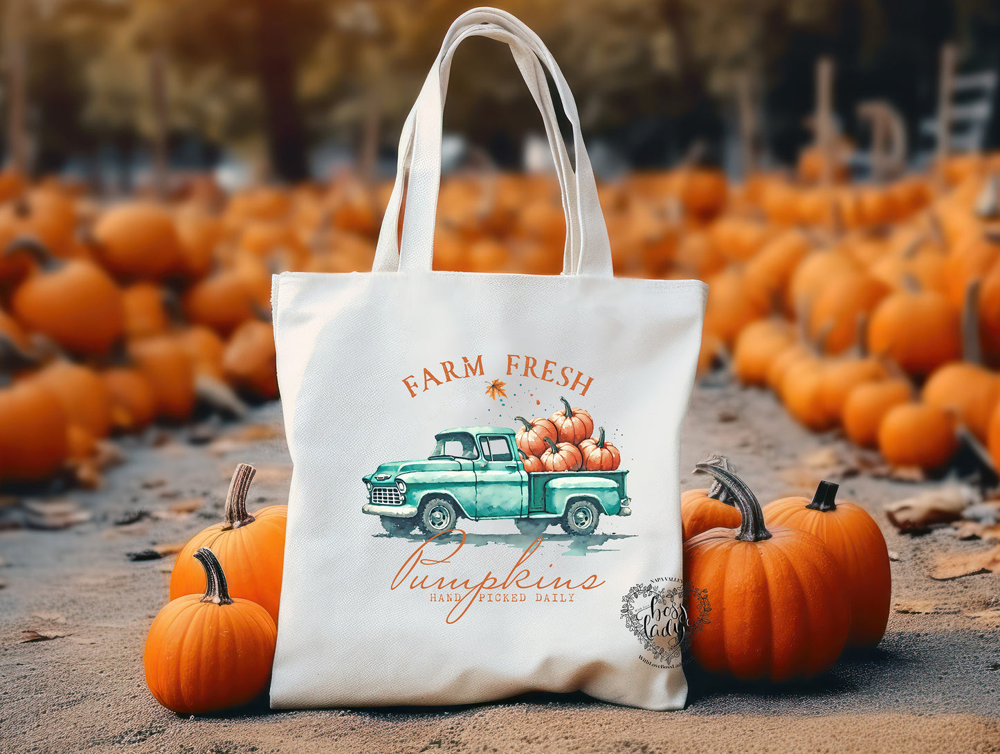 Farm Fresh Pumpkins Fall Truck Tote Bag