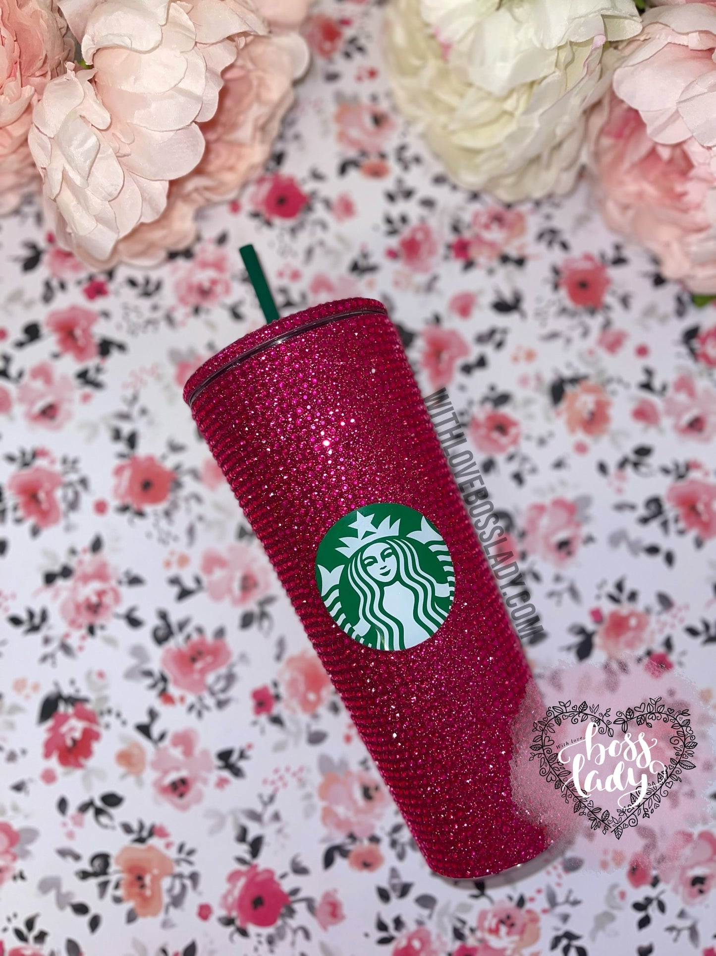 Starbucks Cup Hot Pink Fuchsia Diamond Cut Crystals | Bedazzled Starbucks Tumbler