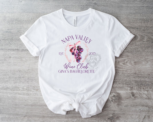 Napa Valley Bachelorette Party Personalized Shirt