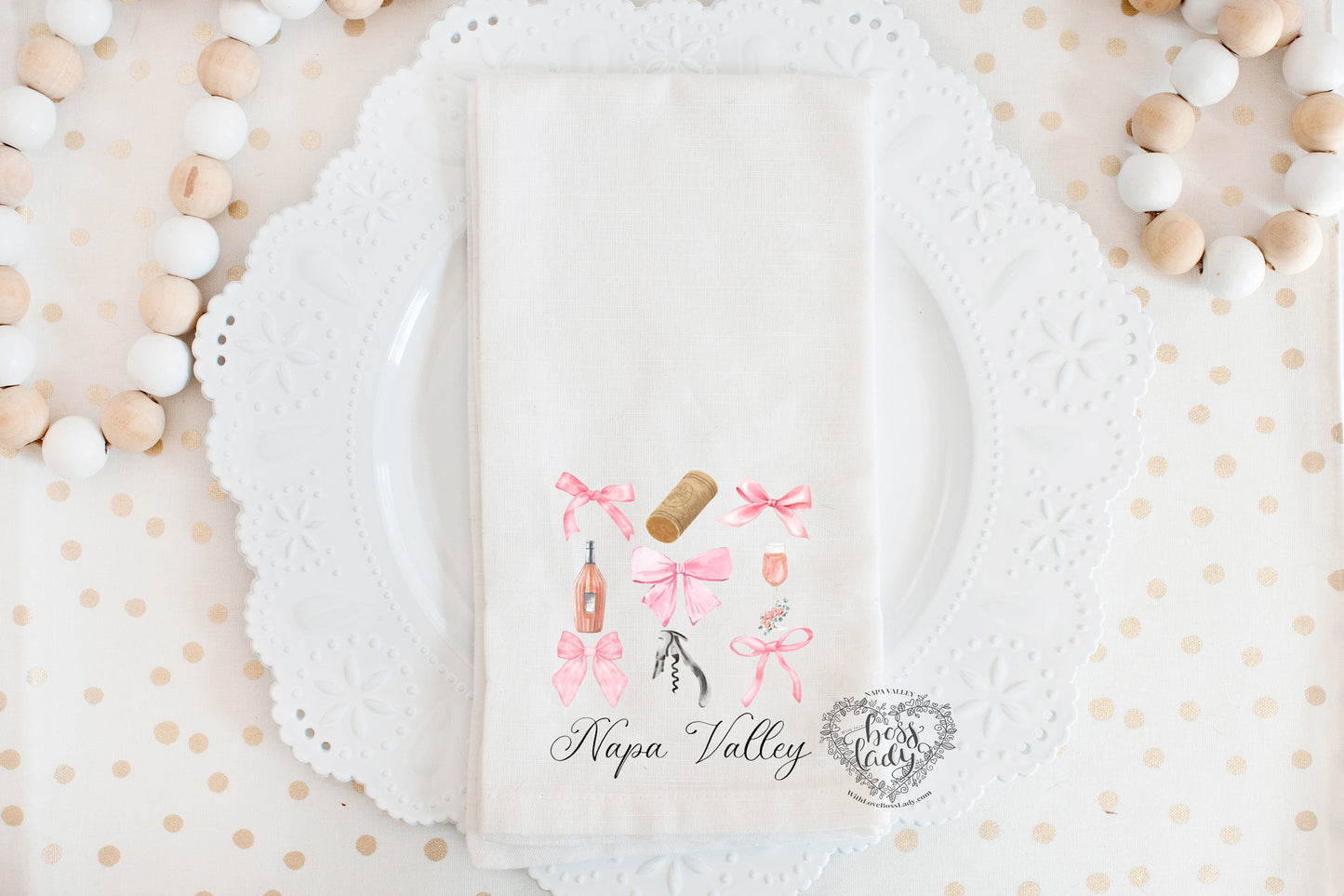 Napa Valley Wine Coquette Pink Dish Towel