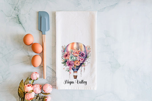 Napa Valley Hot Air Balloon Floral Dish Towel