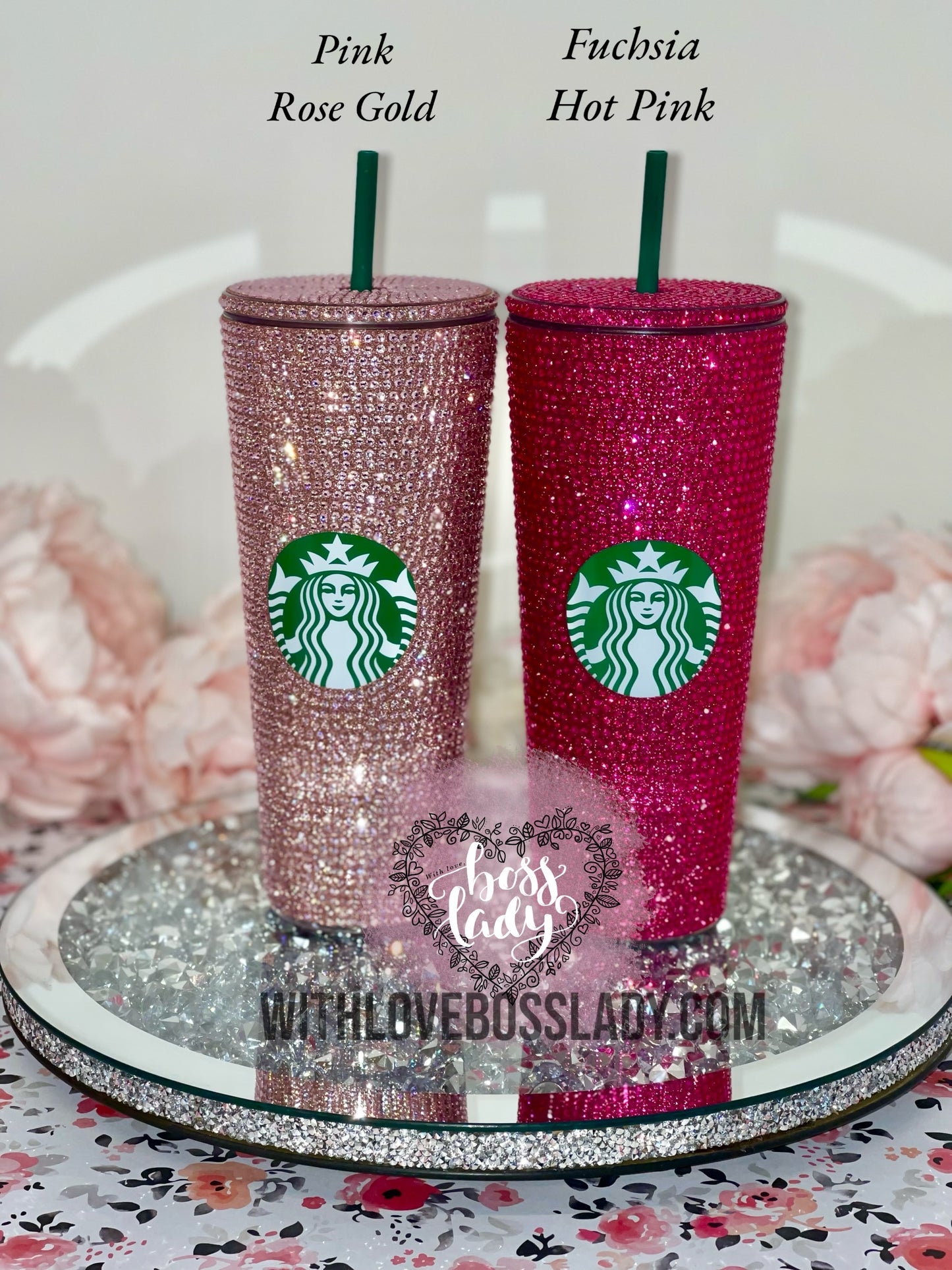 Starbucks Cup Hot Pink Fuchsia Diamond Cut Crystals | Bedazzled Starbucks Tumbler