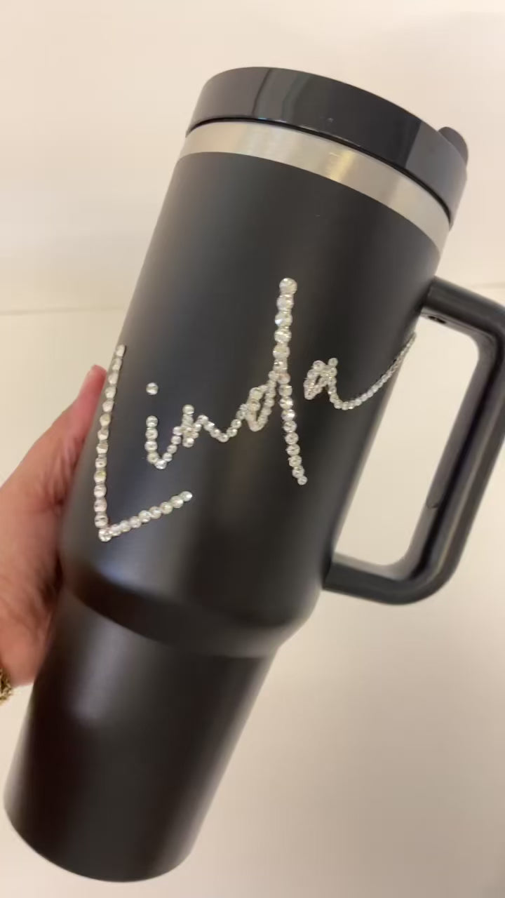 Personalized 40 oz Quencher Rhinestone Tumbler – With Love Boss Lady