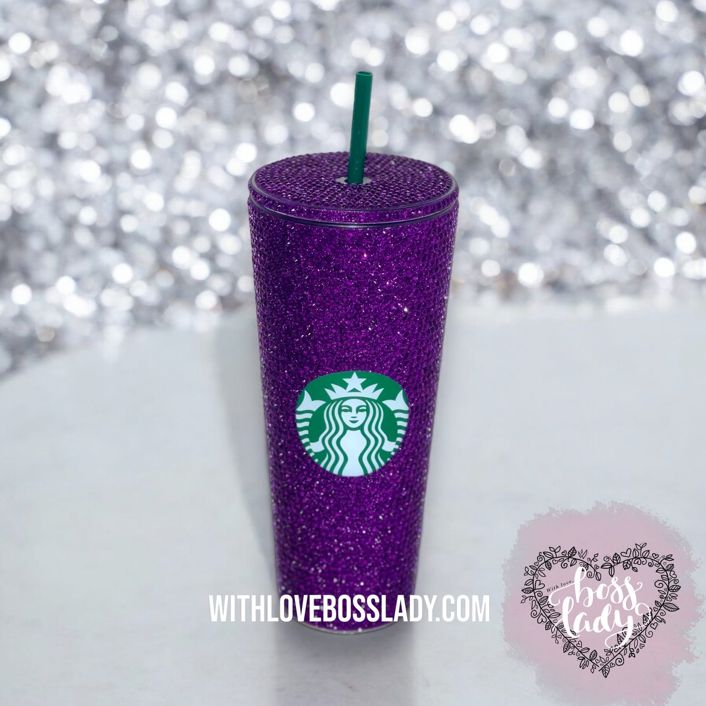 Starbucks Acrylic Purple Crystal Tumbler, Starbucks Cup, Tumbler, Coffee, Bedazzled Starbucks Rhinestone Tumbler | Sparkle in Style!