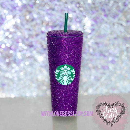 Starbucks Acrylic Purple Crystal Tumbler, Starbucks Cup, Tumbler, Coffee, Bedazzled Starbucks Rhinestone Tumbler | Sparkle in Style!